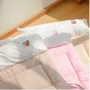 روضة أطفال سرير قطني مغسول مرتبة سميكة ووسادة