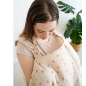 غطاء خصوصية للرضاعة الطبيعية مع خط عنق قوس لمريلة الرضاعة للأم والطفل